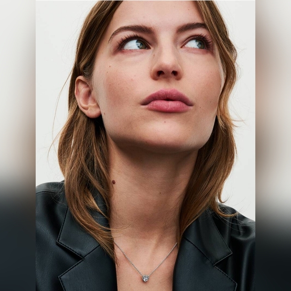 Pandora Silver Heart Pendant Necklace with Sparkling CZ - Picture 5 of 11